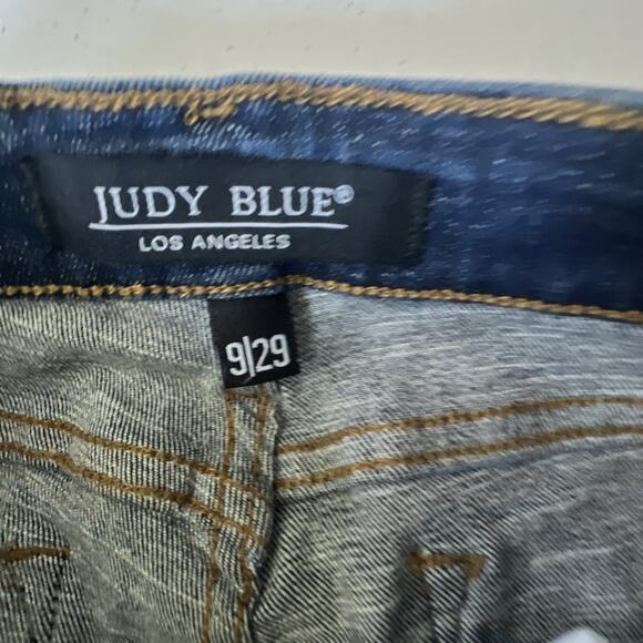 Judy Blue Skinny Fit Size 9 / 29 Button Fly Front Pocket Blue Jeans distressed - Picture 8 of 12
